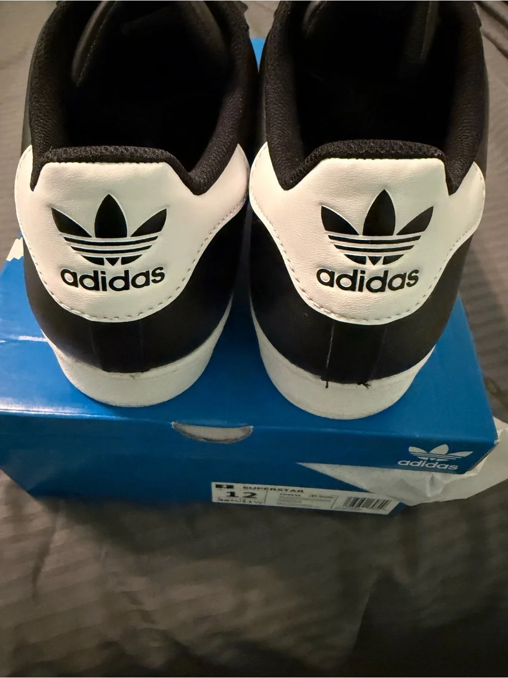 Adidas Black & White Superstar Men’s Sneakers-Size 12 - Picture 3 of 7